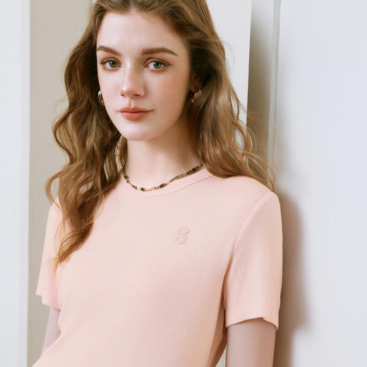 【商场同款】诗凡黎字母毛线绣T恤2025夏季新款短袖女3G5100362 商品图4