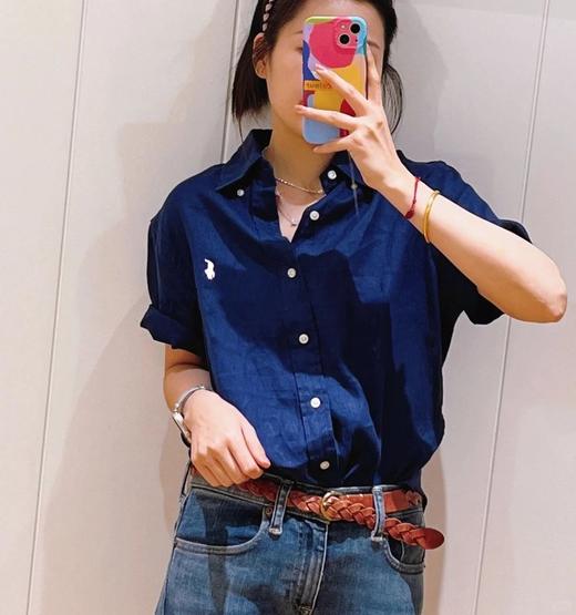 【高品质私服】【RL藏青亚麻短袖衬衫】天然亚麻经纬，松弛慵懒自在，藏青亚麻的随性中和了职场的紧绷G14XX-CC【无标出货 介意慎拍】 商品图3