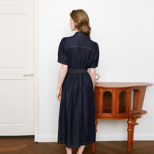 【商场同款】诗凡黎醋酸牛仔连衣裙2025夏新款气质长裙3G4190291 商品图4