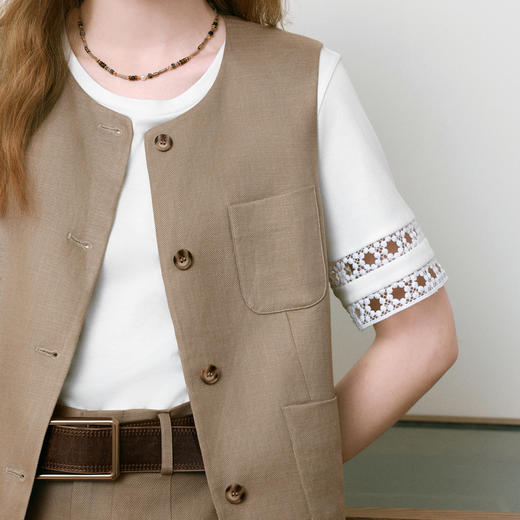 【商场同款】诗凡黎老钱风马甲2025夏新款文艺复古上衣3G4310072 商品图3