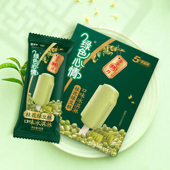 蒙牛绿色心情桂花绿豆糕口味冰淇淋65gx5支 雪糕冰棍奶糕 商品图3