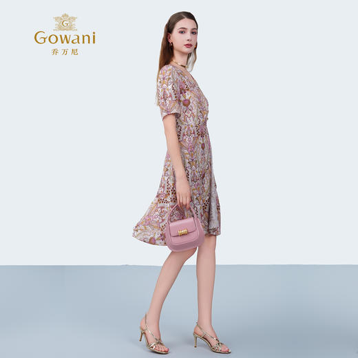 新品佩斯利纹100%真丝收腰印花连衣裙ED2E548 商品图3