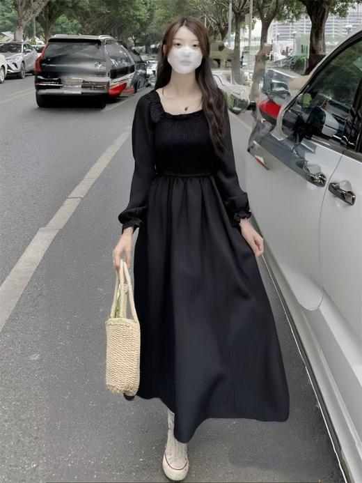 【诗铭洛可】XC2373连衣裙方领打揽松紧长裙B20-1 商品图2