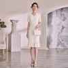IWY/米白色气质优雅V领显瘦小香风连衣裙夏季收腰显瘦a字裙WQ192 商品缩略图2