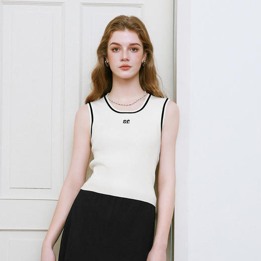 【商场同款】诗凡黎撞色边针织背心2025夏新款无袖上衣3G4230792 商品图4