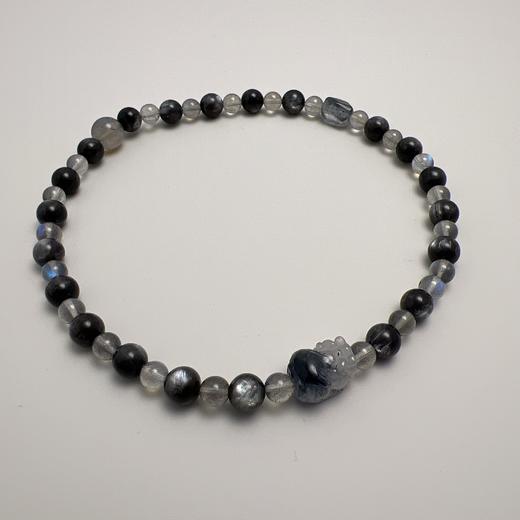 【普陀山】蓝兔⽑貔蛷雕刻能量手串 星⾠暮影  ⼿围14-14.5 商品图1