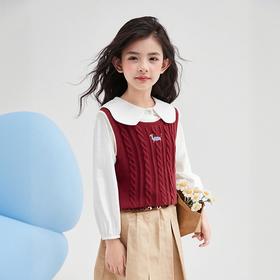 笛莎Deesha 童装女童马甲2025秋新款女童可爱毛织小狗马甲