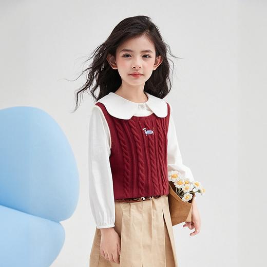 笛莎Deesha 童装女童马甲2025秋新款女童可爱毛织小狗马甲 商品图0