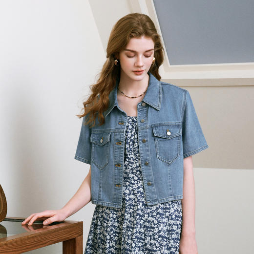 【商场同款】诗凡黎醋酸牛仔短外套25夏新款百搭小上衣3G4310121 商品图4