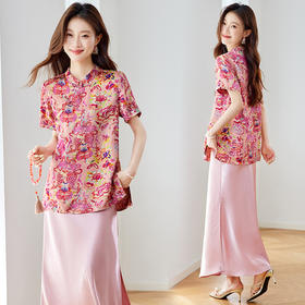 奥黛短袖改良旗袍衬衫，火暴套头刻花上衣HR-XYSP6073