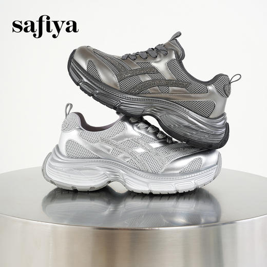 预售|Safiya/索菲娅2025时尚烫钻厚底轻便增高百搭透气休闲老爹鞋SFD3112061 商品图0