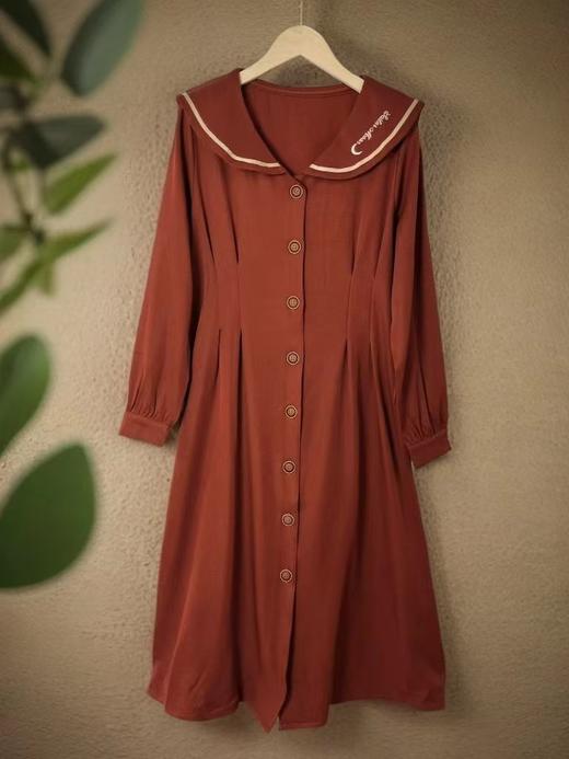 【诗铭洛可】XCA394连衣裙翻领刺绣学院风长袖品质连衣裙A3-1 商品图2