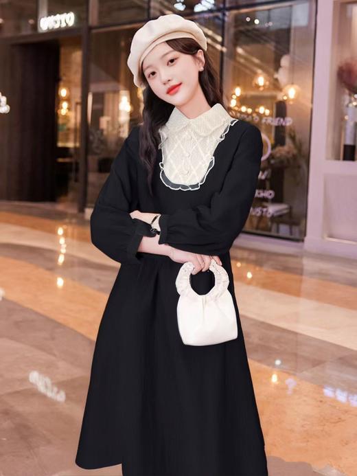 双十二福利！【诗铭洛可】XC7579连衣裙小香风蕾丝领长袖裙 商品图2