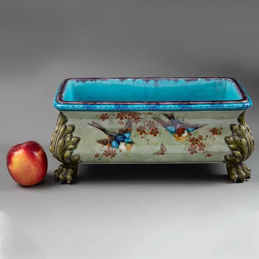 独角鹿西洋古董法国艺术家Théodore Deck彩釉陶瓷古董花瓶艺术摆件 商品图1