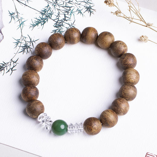 xy0389沉香+碧玉水晶手串 商品图2