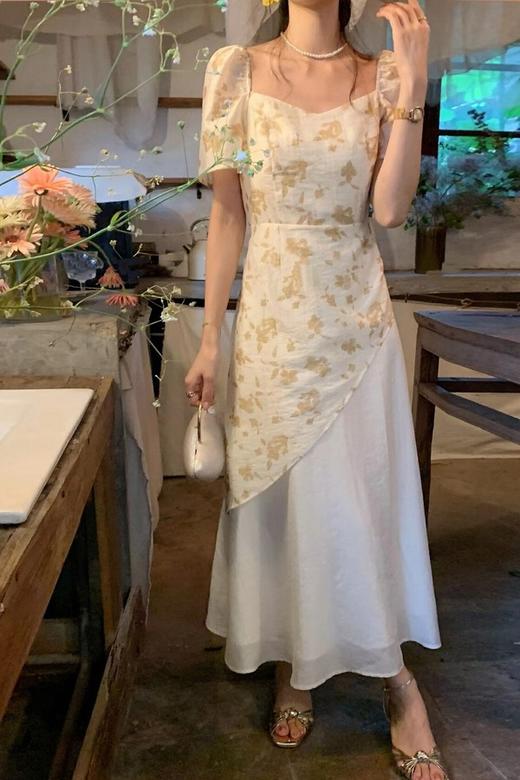 ELLA JADE 方领泡泡袖碎花不规则连衣裙 20856 商品图2