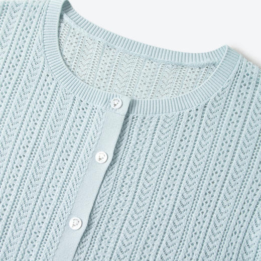 【商场同款】诗凡黎醋纤镂空针织衫2025夏新款长袖上衣3G4530541 商品图2