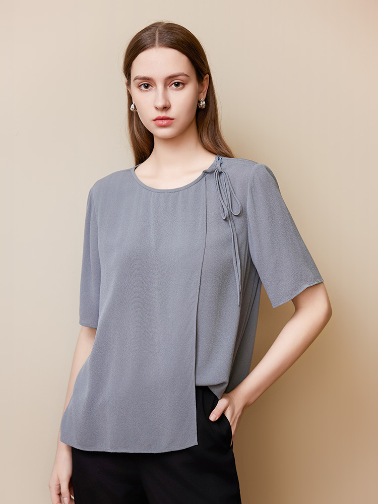 【桑蚕丝上衣】25年夏季新品女士100%桑蚕丝时尚多层真丝上衣