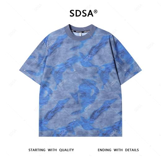 T4040夏季高级感新款男士韩版撞色扎染设计短袖T恤显瘦百搭圆领上衣 商品图1