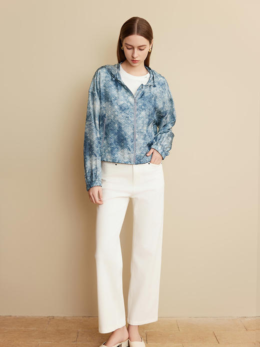 【桑蚕丝印花外套】25年夏季新品女士100%桑蚕丝连帽薄款外套 商品图2