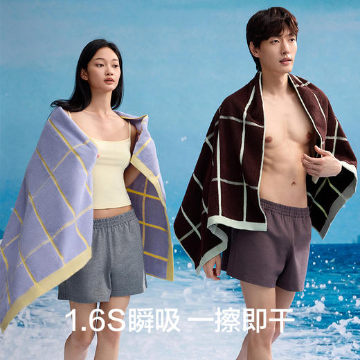 【新品上新】有棵树纯棉复古格纹情侣浴巾-J2003 商品图5