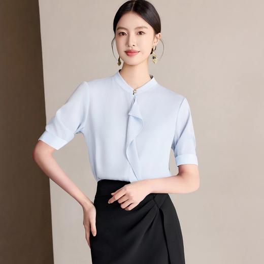 IWY/轻氧通勤蓝衬衫气质职场减龄两件套修身显瘦高腰中长裙WB195+WS139 商品图3