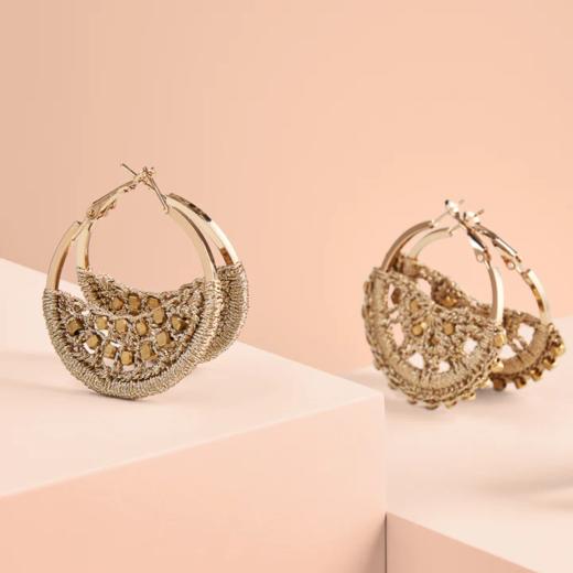 心艺手作：向日葵耳环系列 Small Semi Filigree Crochet Earrings in Silver/Gold 商品图4