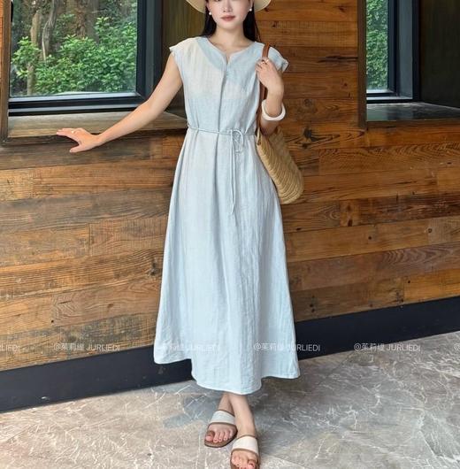 茱莉缇JURLIEDI 独家定制 薄荷曼巴亚麻连衣裙 商品图2