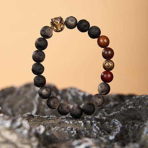 大英博物馆 欧洲文化艺术系列 玄影马扣八卦银曜石手链 复古金 商品图3