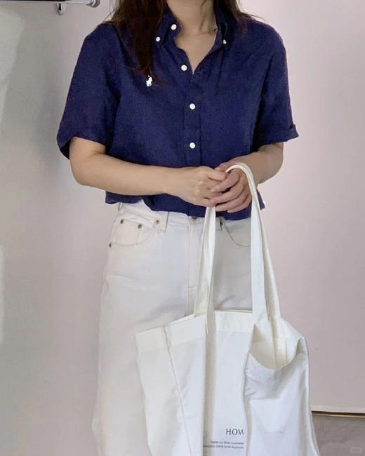 【高品质私服】【RL藏青亚麻短袖衬衫】天然亚麻经纬，松弛慵懒自在，藏青亚麻的随性中和了职场的紧绷G14XX-CC【无标出货 介意慎拍】 商品图6