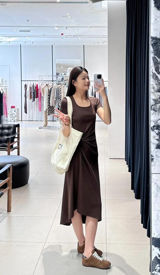 【高品质私服】【MC扭结高腰短袖正肩长裙】质地细腻柔软，亲和肌肤・舒爽通透，提气质・抬气场，简约不简单G1448-CC【无标出货 介意慎拍】 商品图6