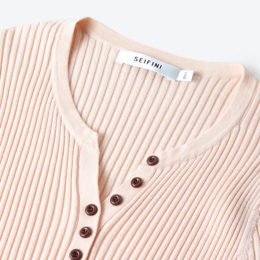 【商场同款】【萌宠系列】诗凡黎半开扣短袖针织衫25夏新款气质上衣3G4630911 商品图2