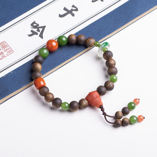 xy0405沉香+南红碧玉转运手串 商品图4
