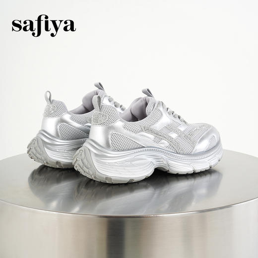 预售|Safiya/索菲娅2025时尚烫钻厚底轻便增高百搭透气休闲老爹鞋SFD3112061 商品图4