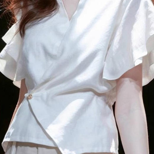 裁缝学苑AS523 法式V领短袖衬衫纸样女装棉麻短款小衫上衣样板 商品图3