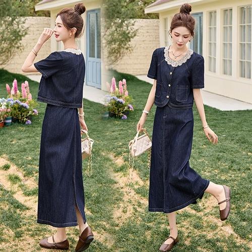 时尚甜美拼接牛仔套装两件套HRYZ2072 商品图4