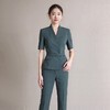 IWY/高智精英套裙_高级感灰绿色西装套装V领显瘦职业套裙女25CPS578 商品缩略图1