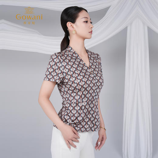 乔万尼马赛克咖花设计感100%真丝上衣ED2C462 商品图1