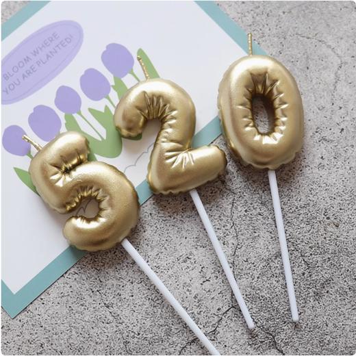 独立装 香槟金色气球数字蜡烛 装饰蜡烛 派对香槟金数字蜡烛 气球造型 商品图1