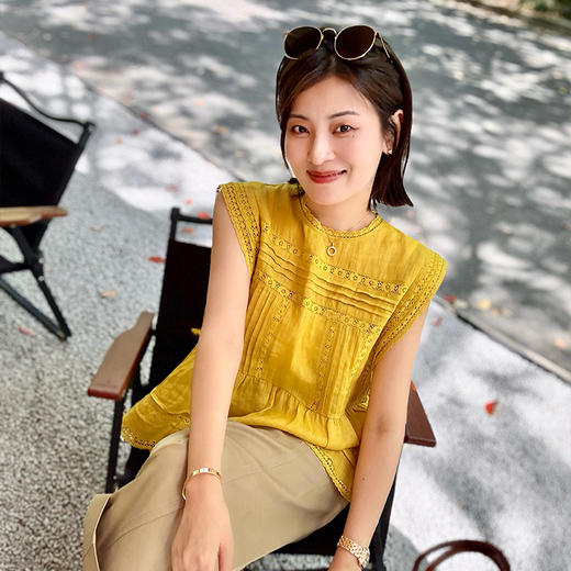 【部分现货】苎麻打条背心（76873） 商品图3