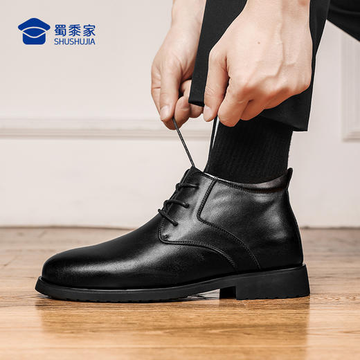 【实付满399送保温杯】【牛皮羊毛抗寒棉鞋】羊皮毛一体牛皮皮鞋正装通勤加绒保暖棉鞋XM402 商品图9