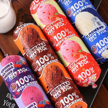 am海象皇宫俄罗斯冰淇淋香肠巧克力口味350g/根棒支冰激凌雪糕冰棍冷饮批发 商品图2