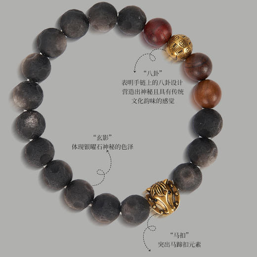 大英博物馆 欧洲文化艺术系列 玄影马扣八卦银曜石手链 复古金 商品图4