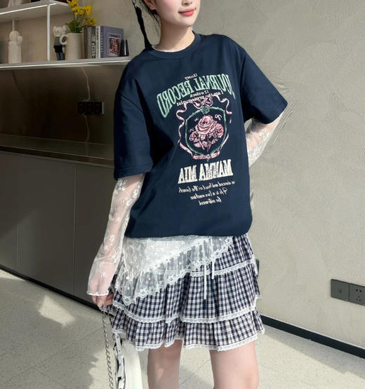 戚薇同款蕾丝假两件T恤106 商品图6