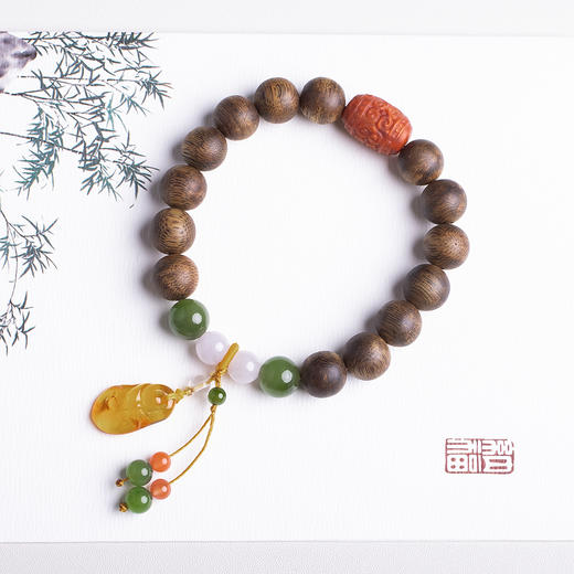 xy0406沉香+南红蜜蜡碧玉手串 商品图9