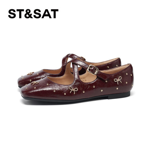 星期六复古褶皱交叉带玛丽珍SSD3111101 商品图12