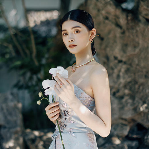 ［结·锁系列］18K金钻石红玛瑙耳饰#如意RUYI 商品图3