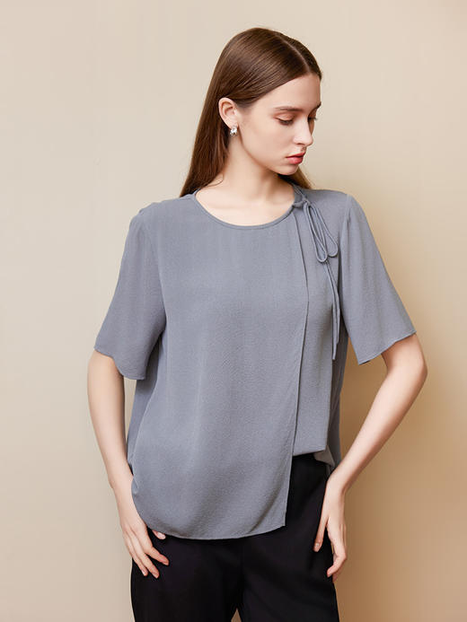 【桑蚕丝上衣】25年夏季新品女士100%桑蚕丝时尚多层真丝上衣 商品图1