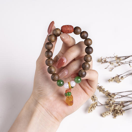 xy0406沉香+南红蜜蜡碧玉手串 商品图7