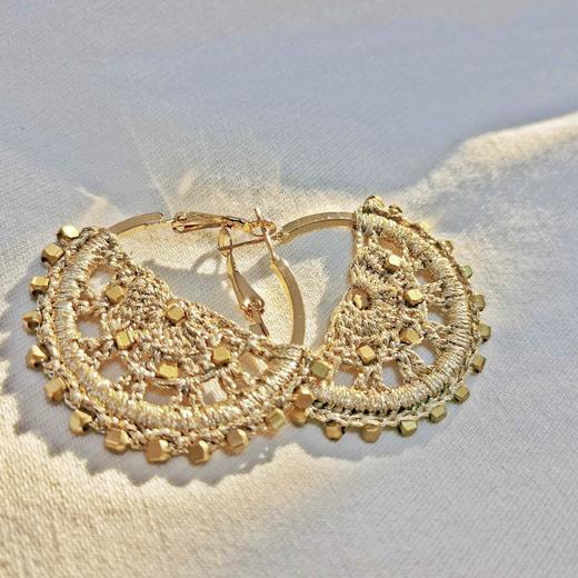 心艺手作：向日葵耳环系列 Small Semi Filigree Crochet Earrings in Silver/Gold 商品图5